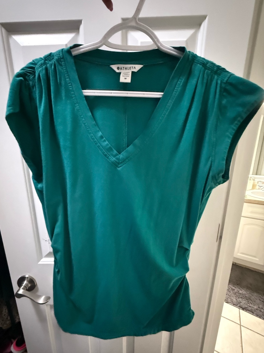 Athleta Teal V-Neck Cap Sleeve Tank Top